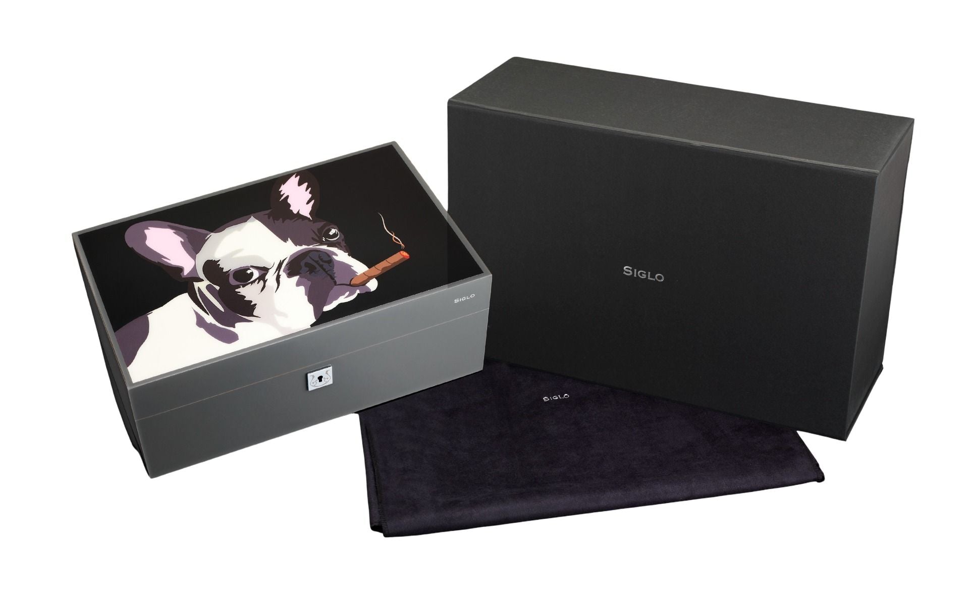 Siglo - Dog in Black Humidor - detail design