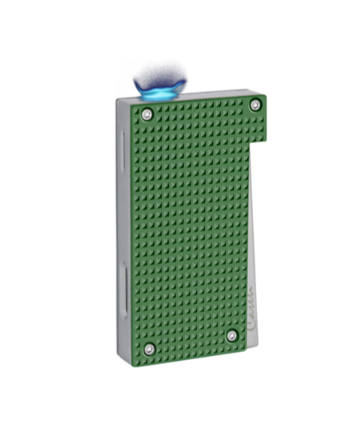 Caseti Lighter Flat Flame Chrome/Green - vooraanzicht