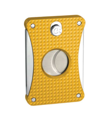Caseti Cigar Cutter 2 Blades Chroom/Yellow Pattern - vooraanzicht
