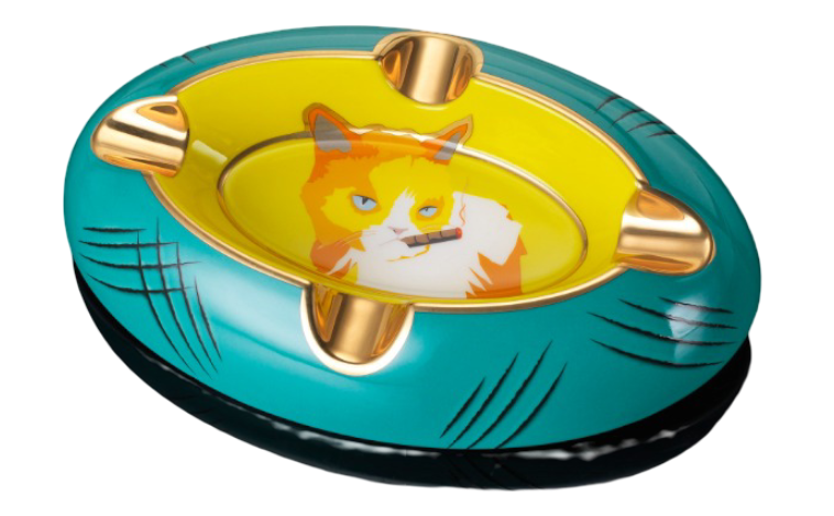 Siglo - Cat Ashtray - Yellow/Green - bovenaanzicht