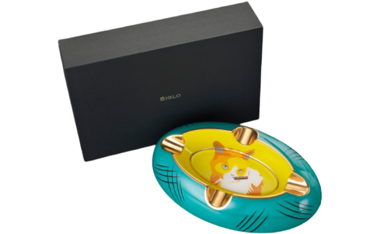 Siglo - Cat Ashtray - Yellow/Green - zijaanzicht
