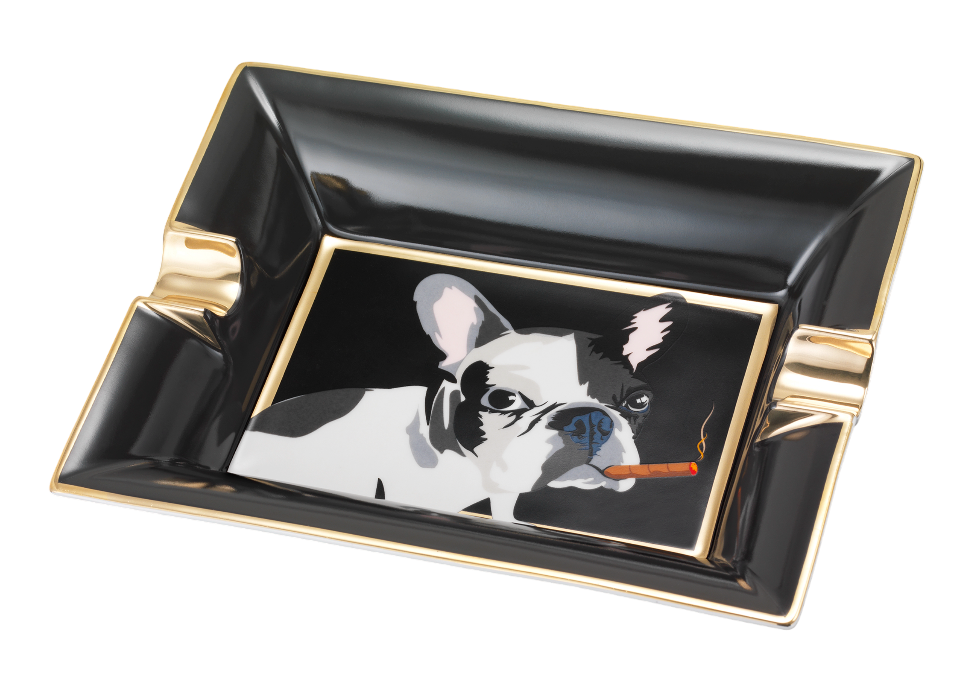 Siglo - Dog Ashtray - Black - vooraanzicht zwarte asbak
