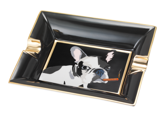 Siglo - Dog Ashtray - Black - vooraanzicht zwarte asbak