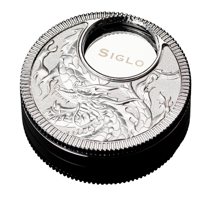Siglo - Dragon Swivel Cutter - Chrome - vooraanzicht met drakenmotief