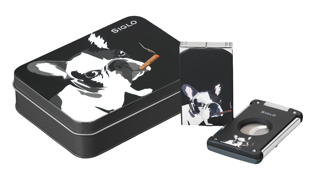Siglo - Dog Lighter & Cutter Set - Black - complete set vooraanzicht