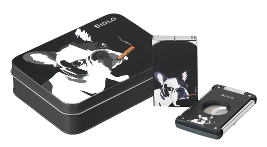 Siglo - Dog Lighter & Cutter Set - Black - complete set vooraanzicht