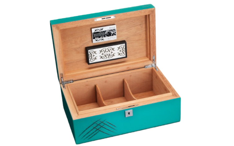 Siglo - Cat Humidor - Yellow/Green - detail