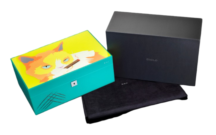 Siglo - Cat Humidor - Yellow/Green - binnenkant
