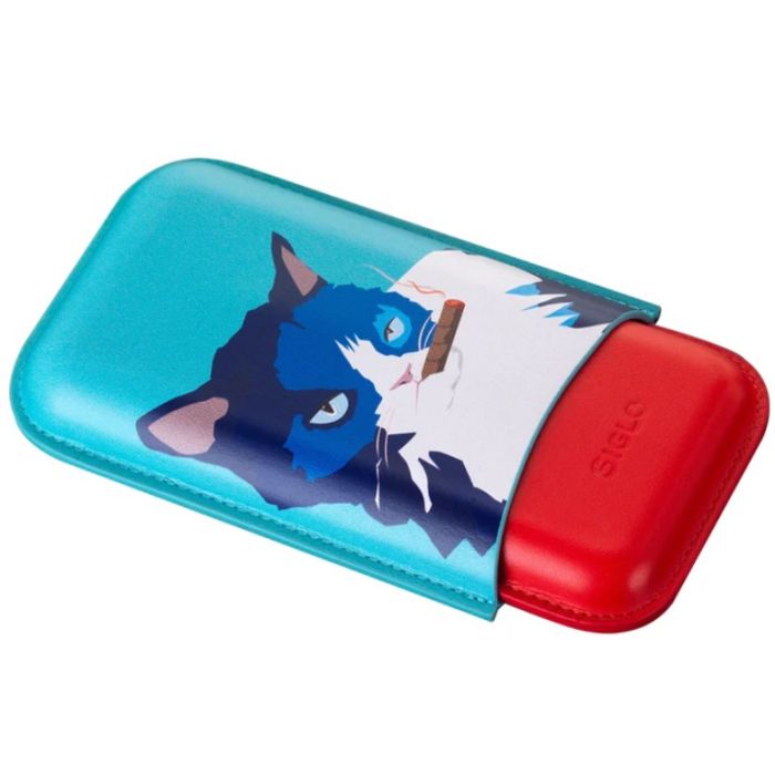 Siglo Cigar Case Cat Blue/Red - vooraanzicht