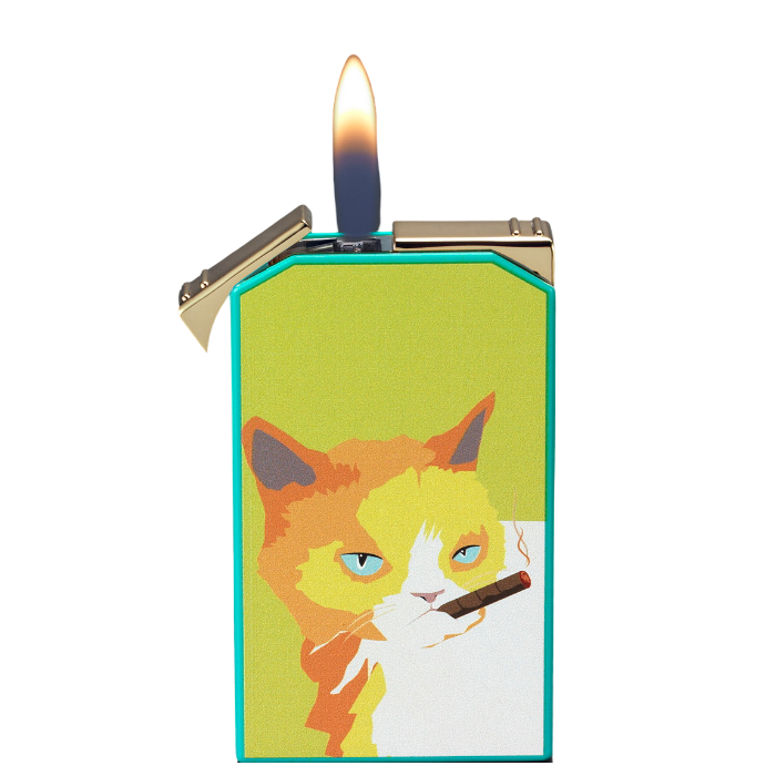Siglo Cat Lighter & Cutter Set Yellow/Green - bovenaanzicht