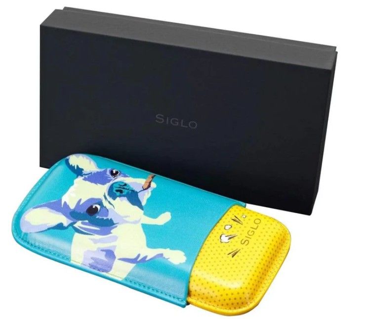 Siglo - Cigar Case Dog - Blue/Yellow - detailaanzicht