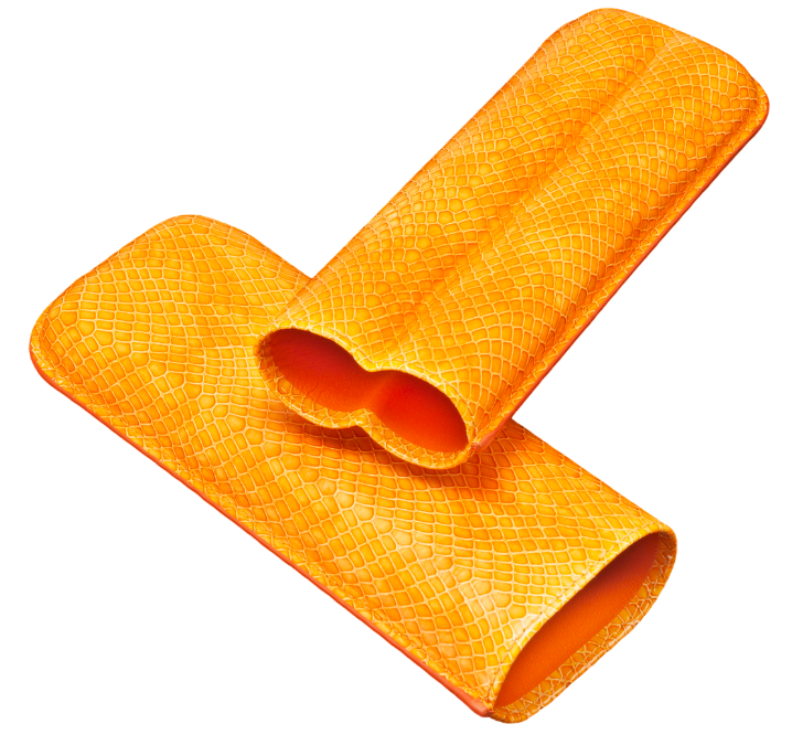 Siglo - Leather Cigar Case - Lizard - Orange - geopend