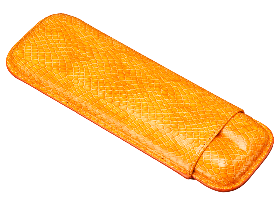 Siglo - Leather Cigar Case - Lizard - Orange - vooraanzicht