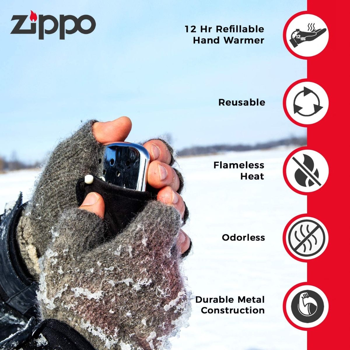 ZIPPO HANDWARMER HIGH POLISH CHROME 12 HOURS - detail