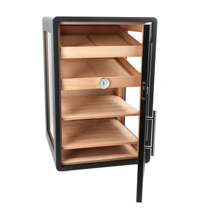 Adorini Bari Deluxe Cigar Display Cabinet - detail hygrometer en slot