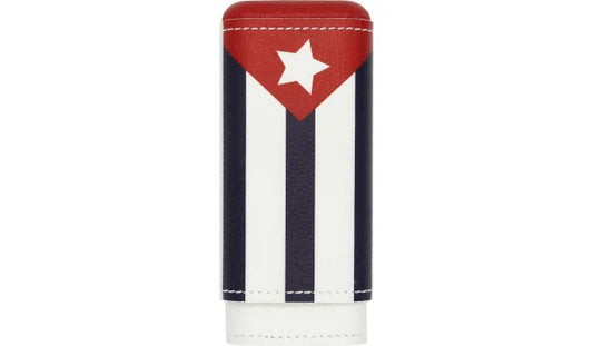 Adorini Cigar Case Real Leather 2-3 Cigars Cuban Flag - vooraanzicht