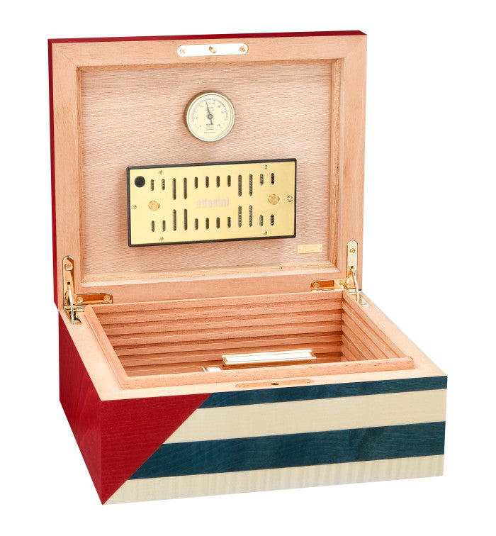 Adorini Cuba Te Amo Humidor Medium Deluxe - detail hygrometer en bevochtiger