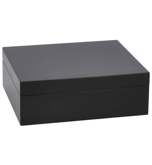 Adorini Torino Deluxe Humidor - vooraanzicht mat zwart met vergulde accenten