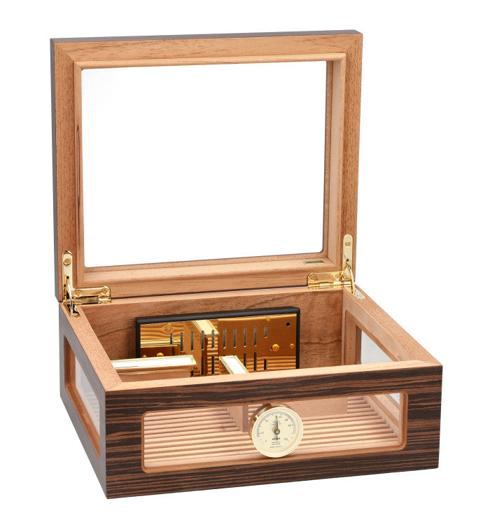 Adorini Treviso Medium Deluxe Glass Top Humidor - open met scheidingswanden