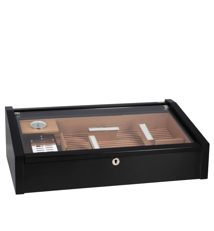 Adorini Vega Deluxe Display Humidor Black - open deksel