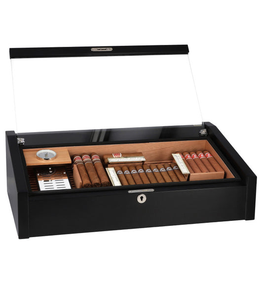 Adorini Vega Deluxe Display Humidor Black - vooraanzicht