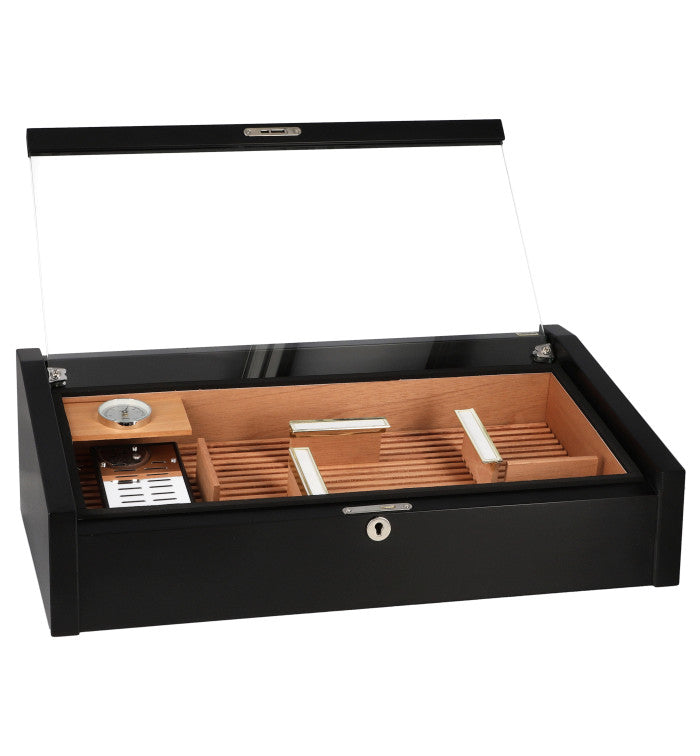 Adorini Vega Deluxe Display Humidor Black - binnenzijde cederhout