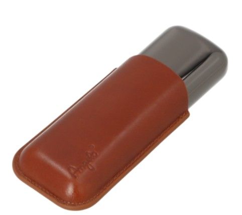 Angelo Sigarenkoker leather brown - vooraanzicht met antraciet metalen ring