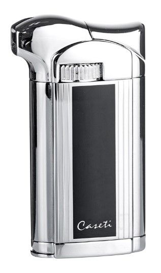 Caseti Pipe lighter Chrome/Black Shiny - vooraanzicht