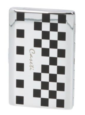 Caseti Sigarettenkoker Chrome/Black Chess Slim - vooraanzicht