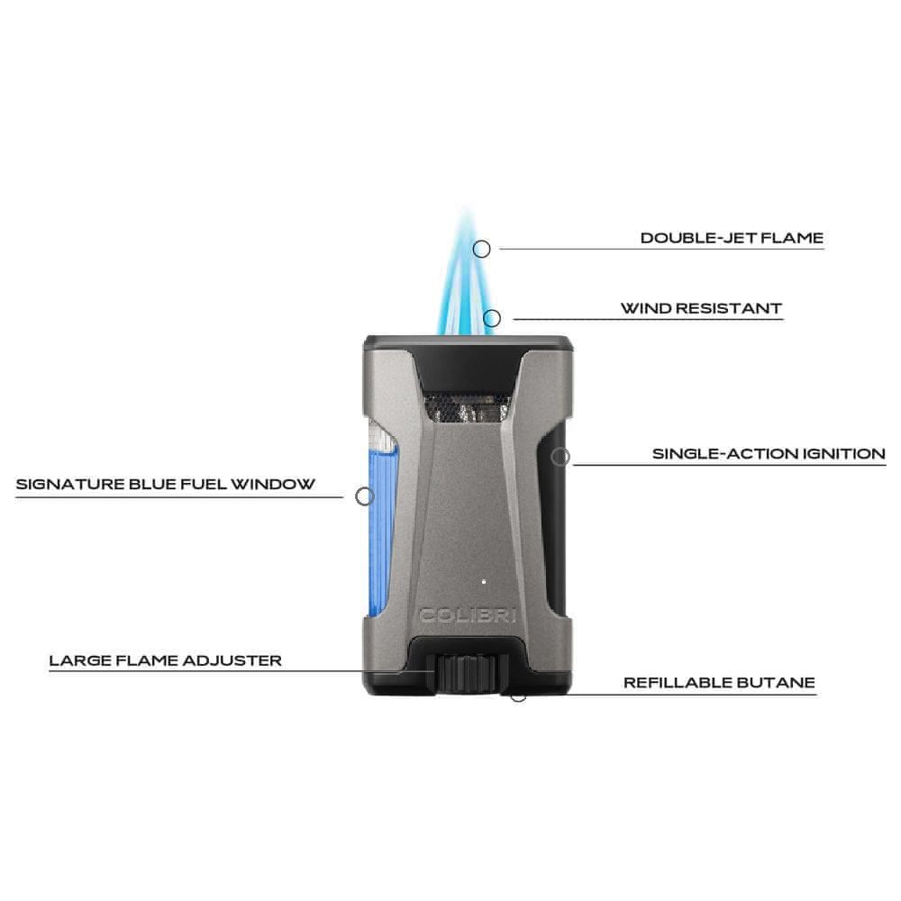 Colibri Double JetFlame Rebel Gunmetal - detail