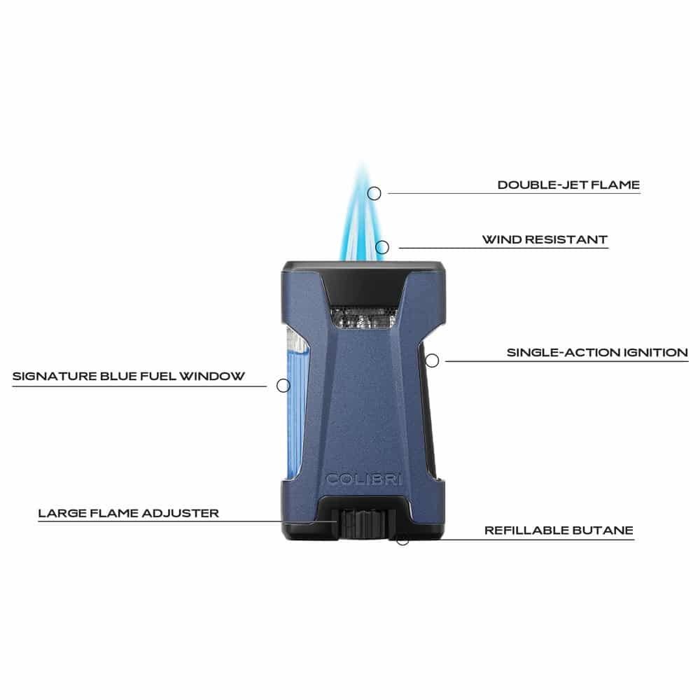 Colibri Double JetFlame Rebel Navy - detail