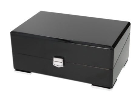 Angelo humidor black high gloss 23,7x 15,5x 10,2cm - vooraanzicht zwarte hoogglans humidor