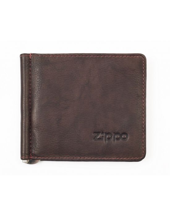Zippo lederwaren Money Clip Card Wallet Brown - vooraanzicht