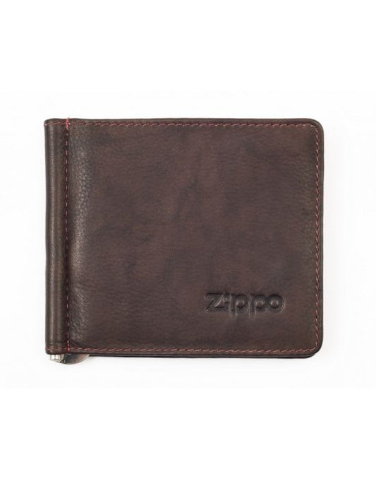 Zippo lederwaren Money Clip Card Wallet Brown - vooraanzicht