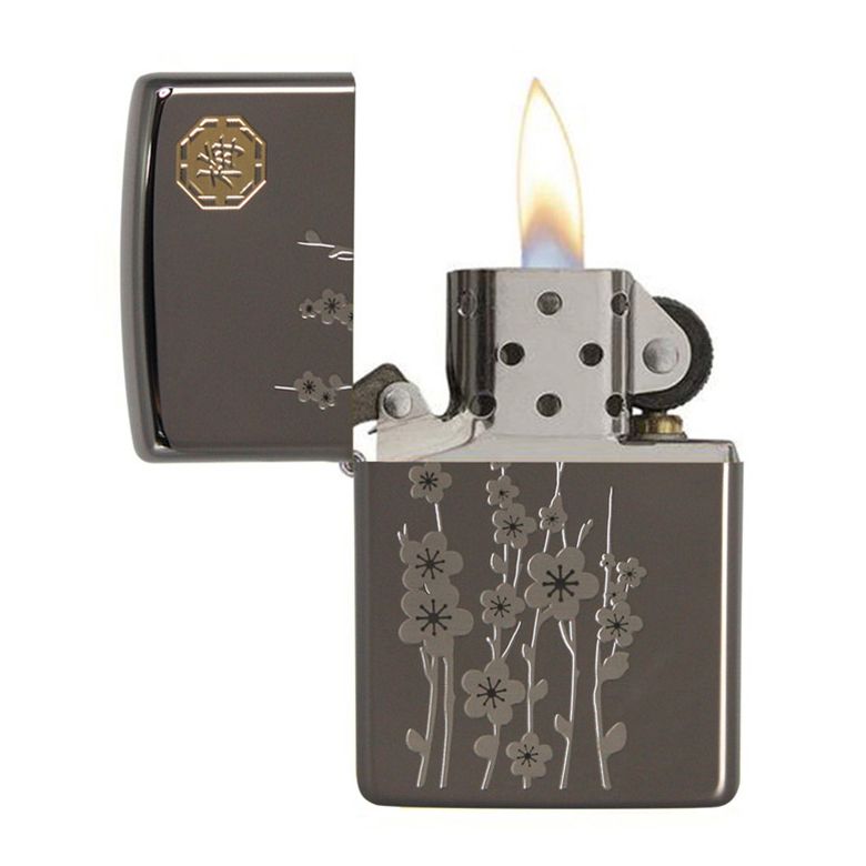 Zippo Aansteker Asian The four Gracious Plants Blossom New. - achteraanzicht
