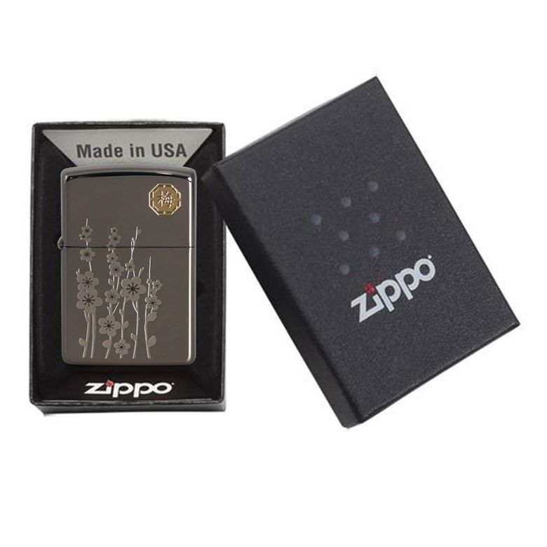 Zippo Aansteker Asian The four Gracious Plants Blossom New. - detail