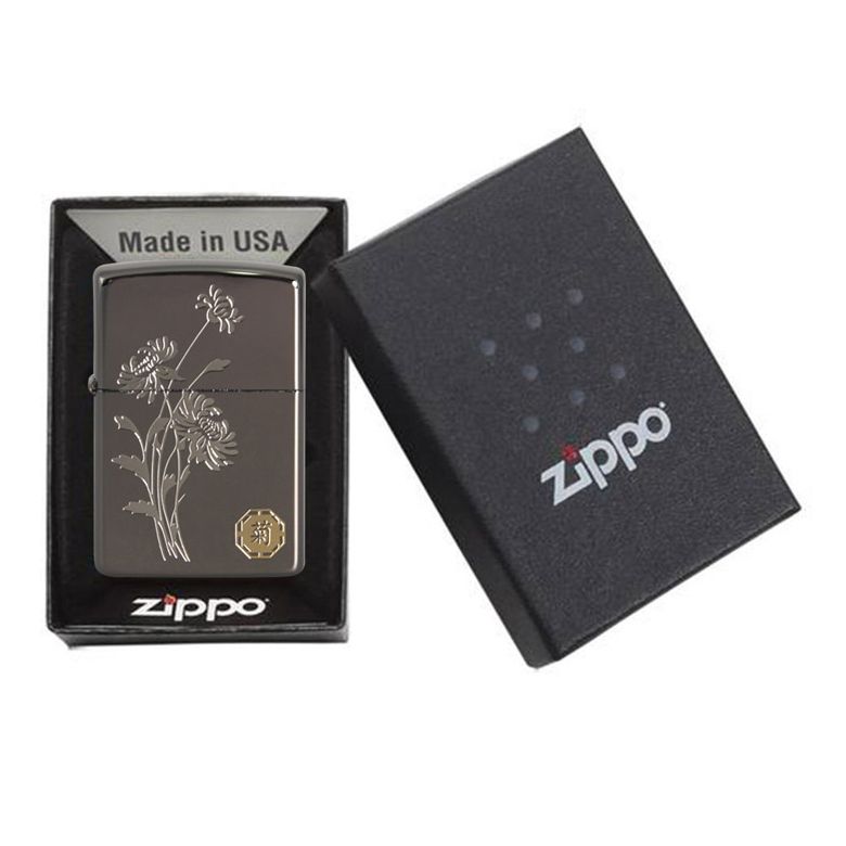 Zippo Aansteker Asian The four Gracious Plants Chrys. New - detail