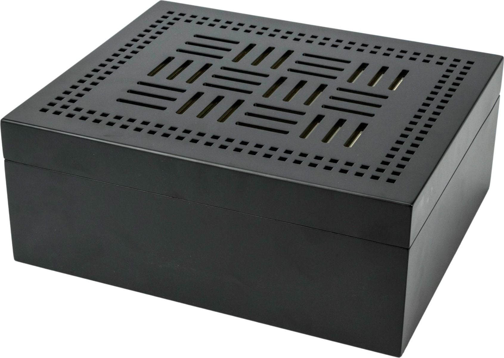 Humidor Zwart mat met patroon ca. 50 sigaren - vooraanzicht productfoto