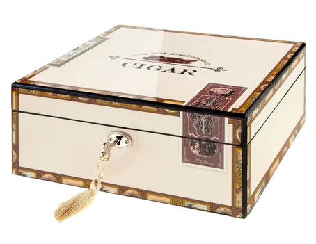 Humidor White polish - vooraanzicht witte hoogglans humidor