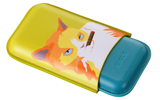 Siglo - Cigar Case Cat - Yellow/Green - vooraanzicht sigarenetui