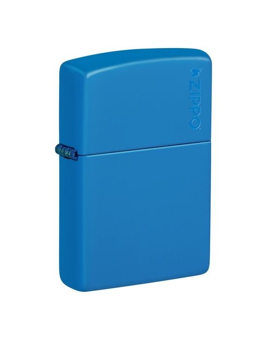 Zippo Aansteker 48628ZL Sky Blue Matte with Zippo Logo - vooraanzicht