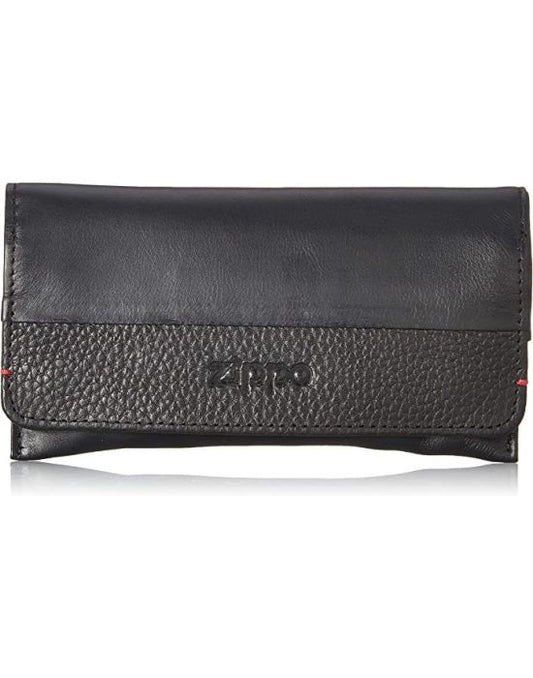 Zippo Black Nappa Bi-fold Tobacco pounch - vooraanzicht