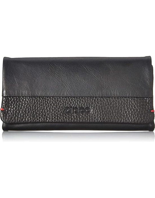 Zippo Black Nappa Tri-fold Tobacco pounch - vooraanzicht