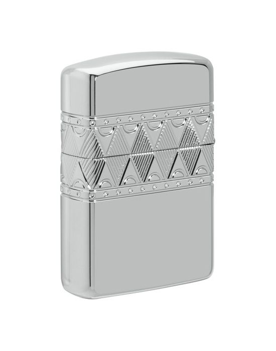 Zippo Aansteker Diamond Design Armor Sterling Silver - achteraanzicht