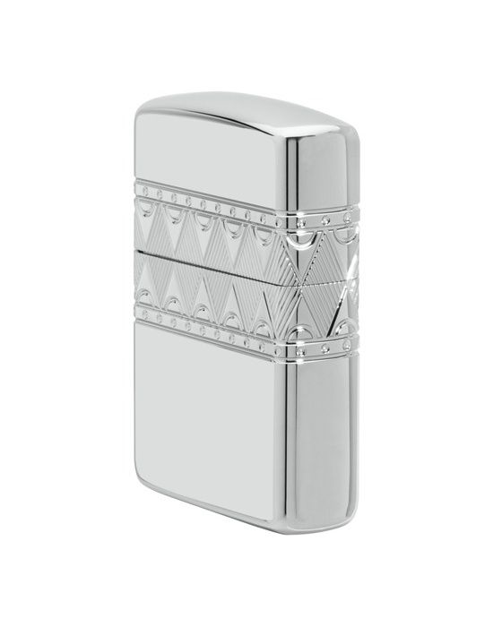 Zippo Aansteker Diamond Design Armor Sterling Silver - detail
