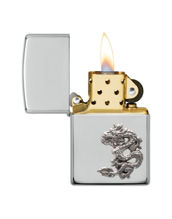 Zippo Aansteker Dragon Armor Sterling Silver - achteraanzicht