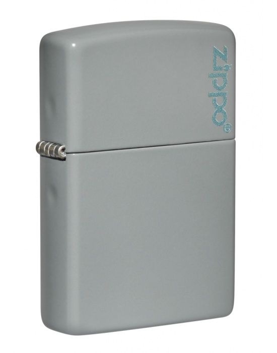 ZIPPO Aansteker Flat Grey with Zippo logo - vooraanzicht