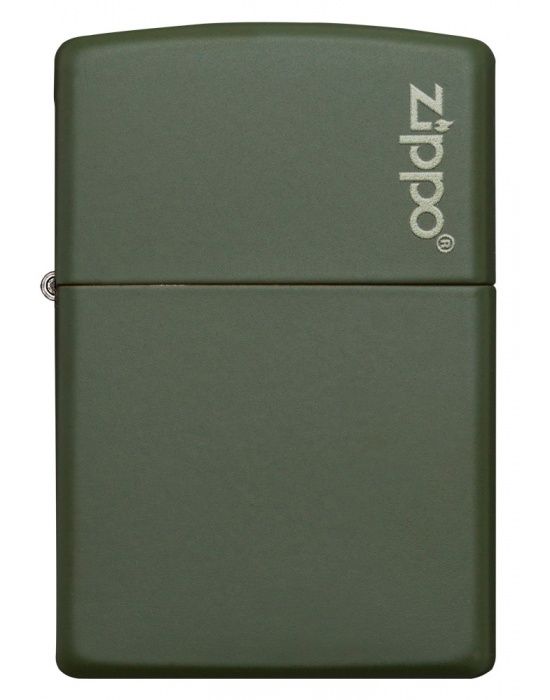 Zippo Aansteker Green Matte w/ Logo - vooraanzicht