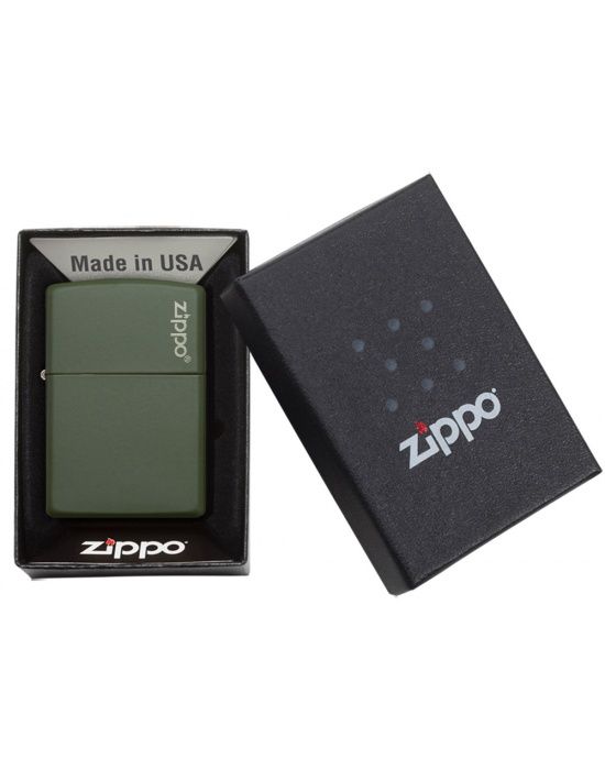 Zippo Aansteker Green Matte w/ Logo - detail