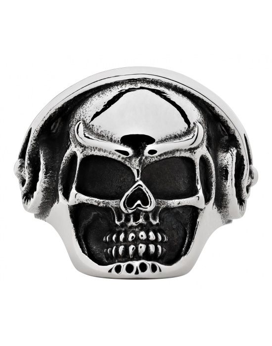 Zippo Headphone Skull Ring - 58 - vooraanzicht